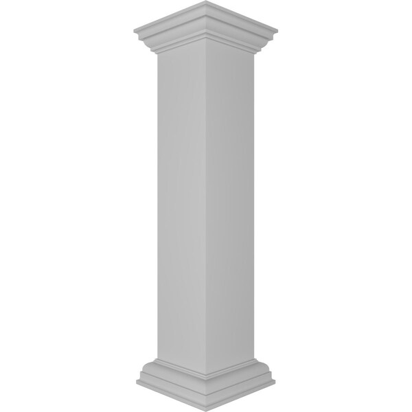 8W X 40H Plain Newel Post With Flat Capital & Base Trim (Installation Kit Included)